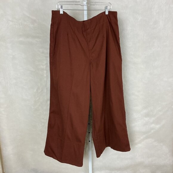 Spanx Stretch Twill Wide Leg Cropped Pants Hickory Brown 20989R 2X - Picture 1 of 8